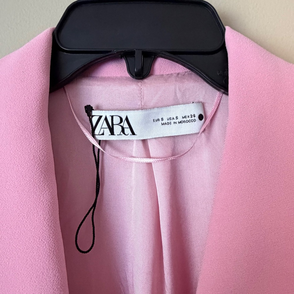 ZARA Pink Shawl Collar Single Button Blazer Jacket Women's Size S - Picture 6 of 7
